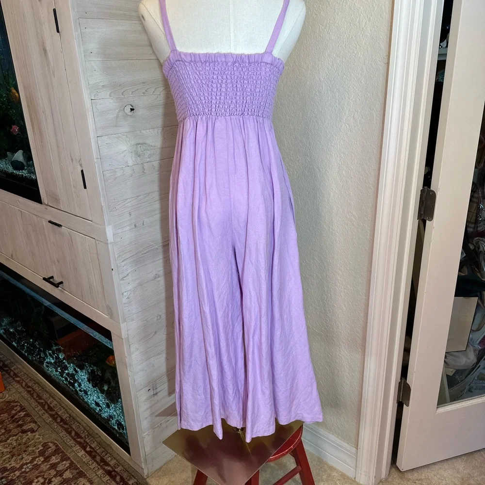 Habitual lavender size girls‎ 12 adjustable straps wide leg linen blend jumpsuit